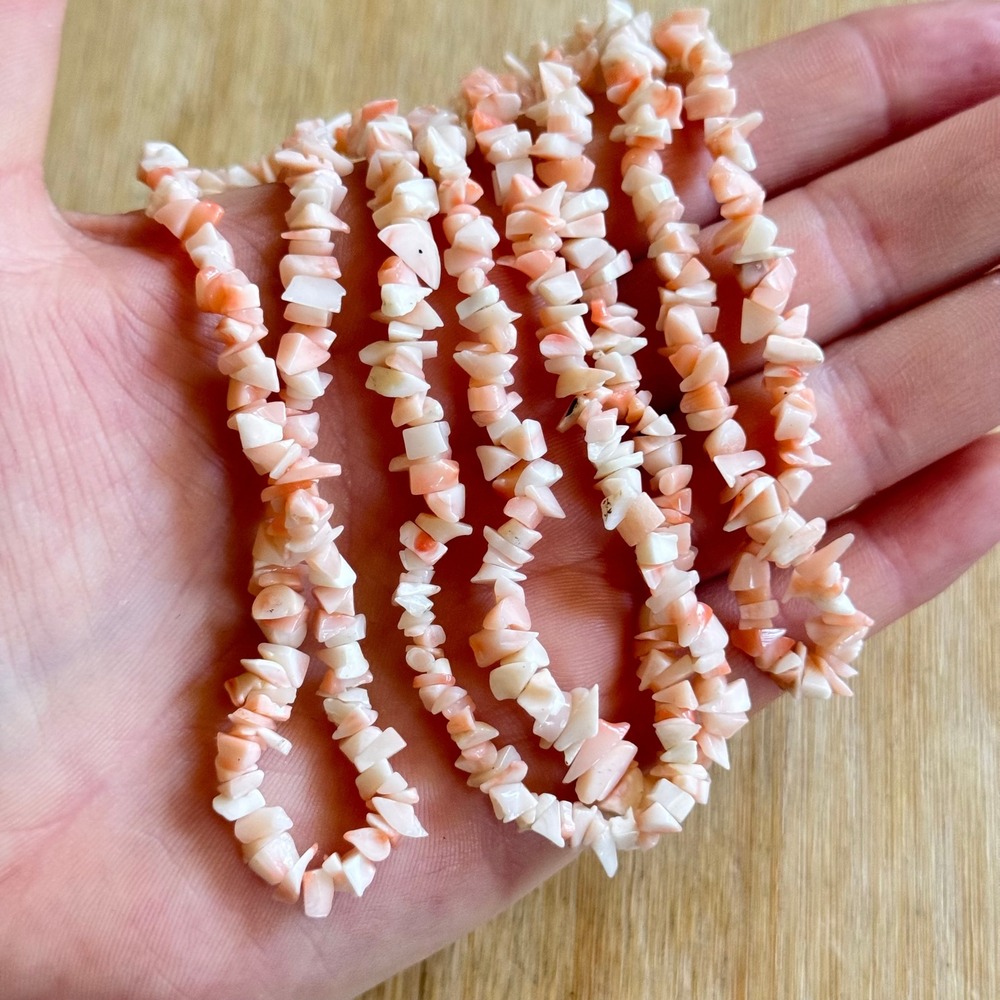 VTG Mediterranean Pink Coral Natural Necklace Angelskin Flapper Beaded Genuine